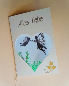 Muttertagskarte, Glückwunschkarte, Alles Liebe... in deutscher Sprache, Karte mit Umschlag Handarbeit Muttertag, Motherday Mutter Mutti Elfen - Handarbeit kaufen