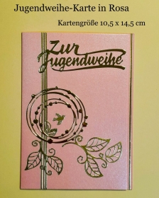 Jugendweihe-Karte, Glückwunschkarte herzlichen Glückwunsch für Mädchen 10,5 x 14,5 cm  Rosa - Handarbeit kaufen