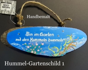 Gartenschild, Bin im Garten, Hinweis-Schild, Türschild, Acrylbild, handgemalt Hummel-Schild Wegweiser - Handarbeit kaufen