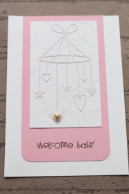 Glückwunschkarte zur Geburt oder Taufe für ein Mädchen, Babykarte Mobile