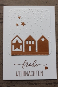 Handgefertigte Weihnachtskarte mit Häusern ★ 