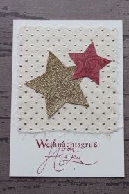 Handgefertigte Weihnachtskarte mit Sternen ★ 
