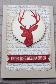 Handgefertigte Weihnachtskarte mit Elch ★