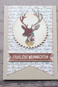 Handgefertigte Weihnachtskarte mit Elch ★ 