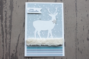 Handgefertigte Weihnachtskarte mit Hirsch und Stern ★ 