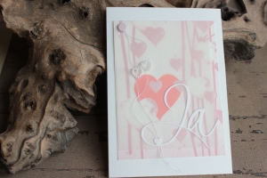 Glückwunschkarte zur Hochzeit - Herz-Motiv, rot, rosé