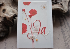 Hochzeitskarte, Glückwunschkarte zur Hochzeit, Rosen und Herzen