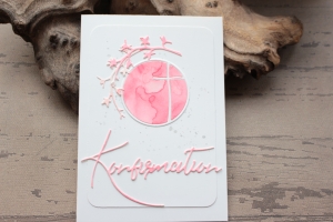 Glückwunschkarte zur Konfirmation - Kreuz im Kreis, rosa-pink, Konfirmationskarte