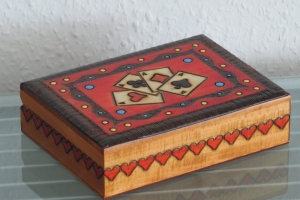 Kartenbox Holzbox Spielkartenbox Holz Box Kästchen Aufbewahrung Poker Skat Rome  - Handarbeit kaufen
