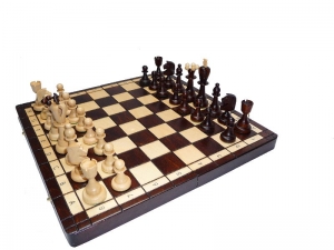 Sehr edles Schach Schachspiel Ace Asy Schachbrett 42x42 Holz braun - Handarbeit kaufen