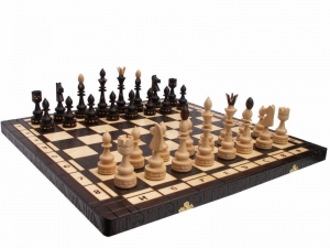 Sehr großes Schach Schachspiel Schachbrett 54 x 54 cm Holz Handarbeit braun - Handarbeit kaufen