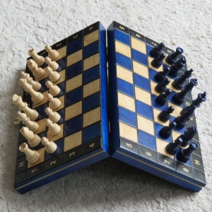 Schach Magnetschachspiel Magnet Schachspiel Chess Magnetic magnetisch Holz blau - Handarbeit kaufen