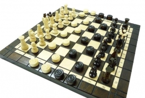 Schach Schachspiel + Dame 35 x 35 cm Holz NEU GÜNSTIG - Handarbeit kaufen