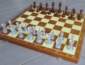 Schach Schachspiel Bernstein Transparent Kunststoff 52 x 52 cm Holz sehr gross - Handarbeit kaufen