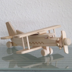 Flugzeug Flieger Oldtimer GROSS Doppeldecker Modellflugzeug Holz NEU - Handarbeit kaufen