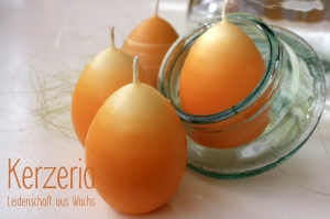 OrangeGelb - 4 Osterkerzen handgemacht aus recyceltem Wachs