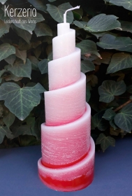 Rot-weiße Spiralpyramide Ökologisch aus recyceltem Wachs handgemacht