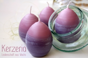 Violett- 4 Osterkerzen ☀Öko☀ handgemacht aus recyceltem Wachs 