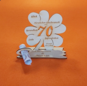  Personalisiertes Kleeblatt 11cm ★ Zum 70. Geburtstag oder Jahrestag    - Handarbeit kaufen