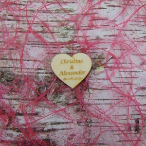 Personalisiertes ♥ Herz aus Holz ♥ 1 Stück aus Birkenholz Tischdeko Hochzeit Jubiläum mit Gravur Brautpaar