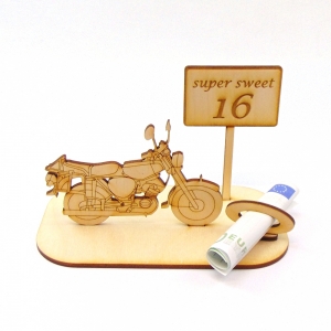  Geldgeschenkset ★ Moped aus Holz mit personalisiertem Schild - super Sweet 16 - Handarbeit kaufen