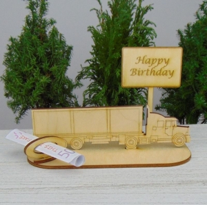 Geldgeschenkset Geburtstag ★ Truck aus Holz mit Aufschrift - Happy Birthday - Handarbeit kaufen