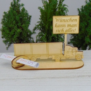 Geldgeschenkset Wünsche ★ Truck aus Holz mit Aufschrift - Wünschen kann man sich alles - Handarbeit kaufen