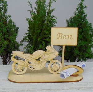 Geldgeschenkset ★ Motorrad aus Holz mit Aufschrift - Wunschname Ben - Handarbeit kaufen