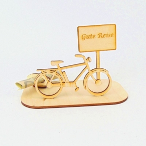 Geldgeschenkset  ★ Herren - Fahrrad aus Holz mit Aufschrift - Gute Reise - Handarbeit kaufen
