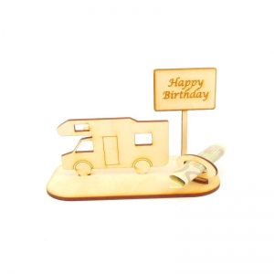 Geldgeschenkset ★ Alkoven Wohnmobil aus Holz mit Aufschrift - Happy Birthday - Handarbeit kaufen