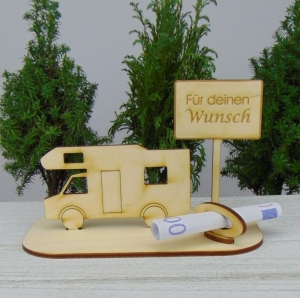 Geldgeschenkset ★ Alkoven Wohnmobil aus Holz mit Aufschrift  - Für deinen Wunsch - Handarbeit kaufen
