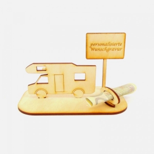 Geldgeschenkset ★ Alkoven Wohnmobil aus Holz mit Aufschrift - Wunschtext Fragezeichen - Handarbeit kaufen