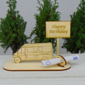 Geldgeschenkset ★ Wohnmobil aus Holz mit Aufschrift ★ Happy Birthday - Handarbeit kaufen