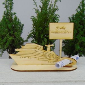 Geldgeschenkset Weihnachten ★ Kreuzfahrtschiff aus Holz mit Aufschrift  - Handarbeit kaufen