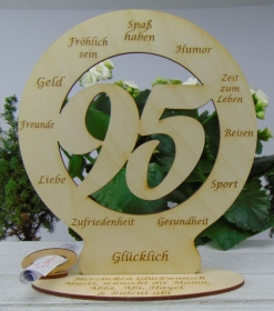 Zum 95. Geburtstag Personalisierte Tischdekoration  aus Holz graviert perfekter Tsichschmuck Plauener 18cm  - Handarbeit kaufen