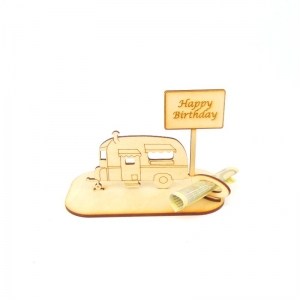 Gutscheingeschenkset Geburtstag ★ Wohnwagen aus Holz mit Aufschrift ★ Happy Birthday - Handarbeit kaufen