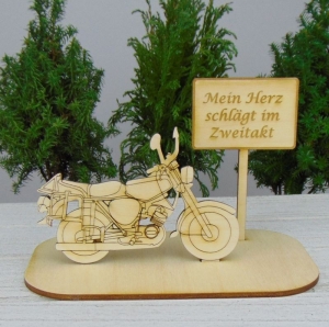 Gutscheingeschenkset ★ Moped aus Holz mit Aufschrift - mein Herz schlägt im Zweitakt - - Handarbeit kaufen