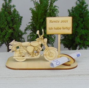 Gutscheingeschenkset Rente ★ Moped aus Holz mit Aufschrift- Rente 2023 - Ich habe fertig - Handarbeit kaufen