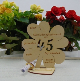  Geldgeschenkset ♥ Kleeblatt 16 cm ♥ Herzlichen Glückwunsch zum 45. Geburtstag ♥ mit Personalisierung - Handarbeit kaufen