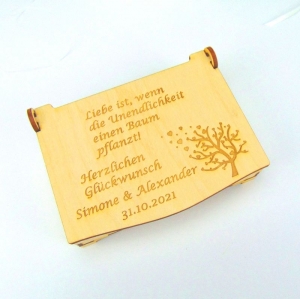 Geschenk zur Hochzeit Unendlichkeit Schatulle Personalisiert Holz Schatztruhe B3-GST12 - Handarbeit kaufen