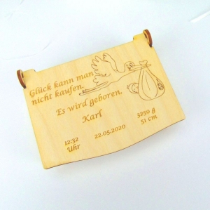 Geschenk zur Geburt Schatulle Schatztruhe Geld schenken Kiste aus Holz Taufe B3-GST08  - Handarbeit kaufen