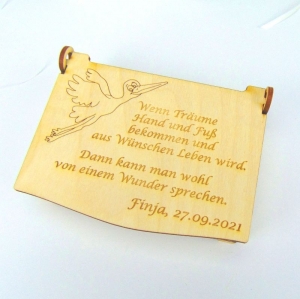 Geschenk zur Geburt, Taufe Schatulle Schatztruhe Fotobox mit Storch und SpruchB3-GST15 - Handarbeit kaufen