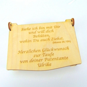 Taufkiste Geschenk zur Taufe Schatulle Kiste Holz Taufgeschenk Taufspruch Gravur B3-GST18  - Handarbeit kaufen