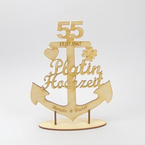 Platinhochzeit  Anker Maritim Personalisiertes Hochzeitsgeschenk ♥ 17,5 cm mit Ständer zum Hinstellen - Handarbeit kaufen
