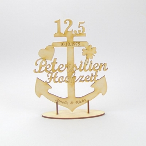 Petersilienhochzeit Anker Maritim Personalisiertes Hochzeitsgeschenk ♥ 12,5 cm mit Ständer zum Hinstellen  - Handarbeit kaufen