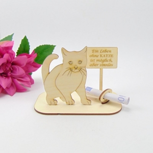 Geldgeschenk Katze Geschenkeset aus Holz ★ Ein Leben ohne KATZE ist möglich aber sinnlos★ witzige Geschenkidee  - Handarbeit kaufen