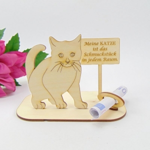 Geldgeschenk Katze Geschenkeset aus Holz ★ Meine KATZE ist das Schmuckstück in jedem Raum★ witzige Geschenkidee  - Handarbeit kaufen