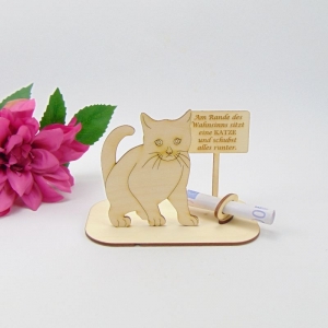 Geldgeschenk Katze Geschenkeset aus Holz ★ Am Rande des Wahnsinns...★ witzige Geschenkidee  - Handarbeit kaufen