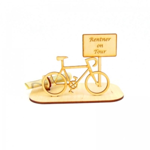 Geldgeschenkset ★ Mountainbike aus Holz mit der Aufschrift ★K24 -Rentner on Tour - Handarbeit kaufen