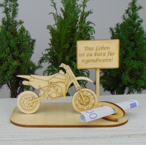Geldgeschenk Cross Motorrad Führerschein  Geschenk für jeden Anlass, Geburtstag -Das Leben ist zu kurz...K20 - Handarbeit kaufen